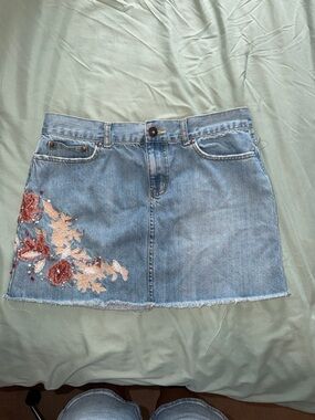 Denim skirt with floral embroidery size 6